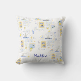Mediterraan tegel Lemon Kust Monogram naam Kussen