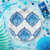 Mediterraan tegelblauw bord rond (Feest)