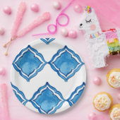 Mediterraan tegelblauw bord rond (Feest)