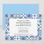 Mediterraan tegelkader verjaardagsfeest kaart (Voorkant / Achterkant)