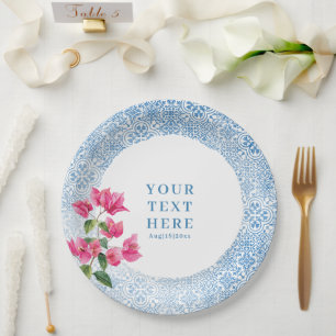 Mediterraan tegelpatroon papieren bordje