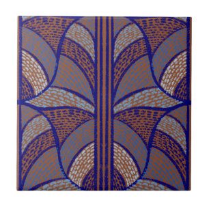 Mediterraan terracotta en blauw mozaïekpatroon tegeltje