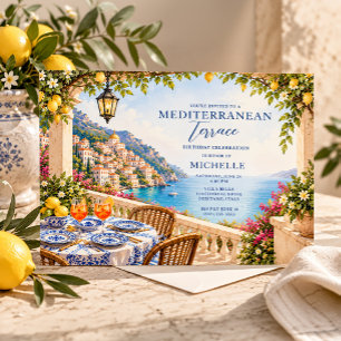 Mediterraan terras Amalfi Italiaans verjaardagsfee Kaart