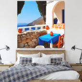 Mediterraan Terras Uitzicht Canvas Afdruk (Insitu (Slaapkamer))
