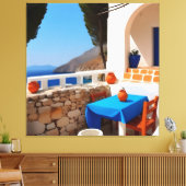 Mediterraan Terras Uitzicht Canvas Afdruk (Insitu (Woonkamer))