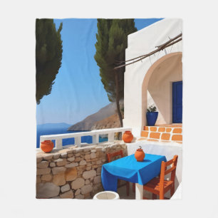 Mediterraan Terras Uitzicht Fleece Deken