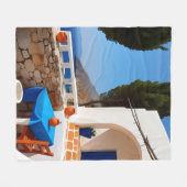 Mediterraan Terras Uitzicht Fleece Deken (Voorkant (Horizontaal))