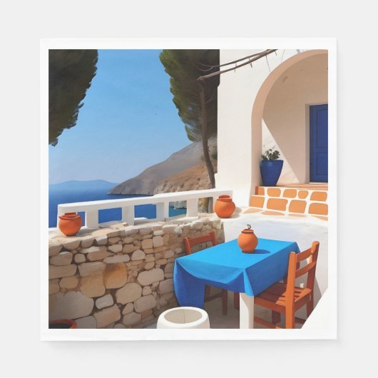 Mediterraan Terras Uitzicht Servet (Voorkant)