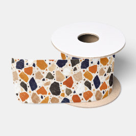 Mediterraan Terrazzo Abstract Ontwerp Satijnen Lint