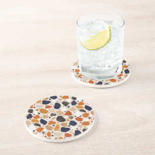 Mediterraan Terrazzo Abstract Ontwerp Zandsteen Onderzetter