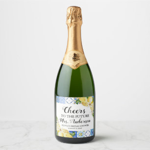 Mediterraan Toekomst Mrs. Bruidsfeest Wijnlabel Sparkling Wijnetiket