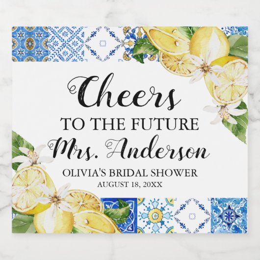 mediterraan toekomstig mevrouw Vrijgezellenfeest-w Sparkling Wijnetiket (Enkel label)