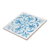 Mediterraan Toscaans Blauw Ontwerp Tegeltje (Zijkant)