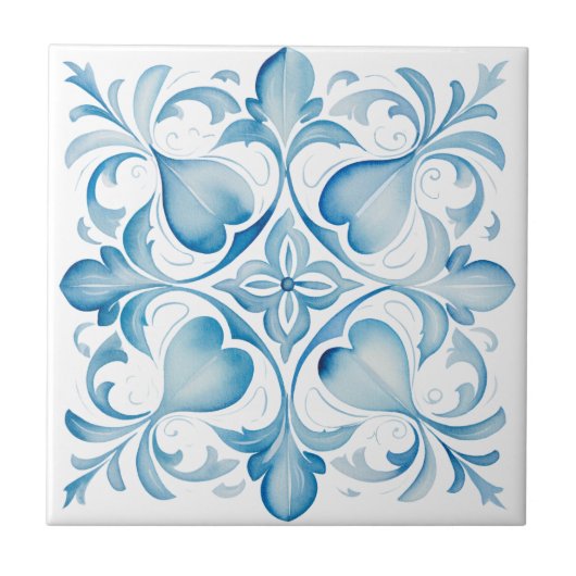 Mediterraan Toscaans Blauw Tegeltje (Voorkant)