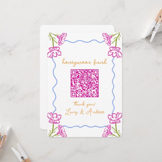 Mediterraan Tropisch Honeymoon Fonds QR Code Kaart (Voorkant / Achterkant in situ)