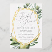 Mediterraan tuingroen botanisch Vrijgezellenfeest Folie Uitnodiging (Voorkant)