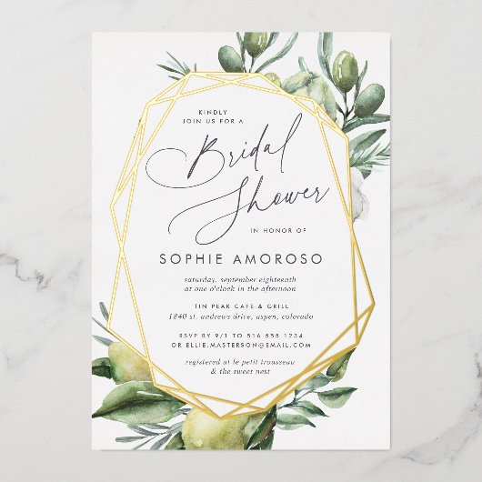 Mediterraan tuingroen botanisch Vrijgezellenfeest Folie Uitnodiging (Voorkant)