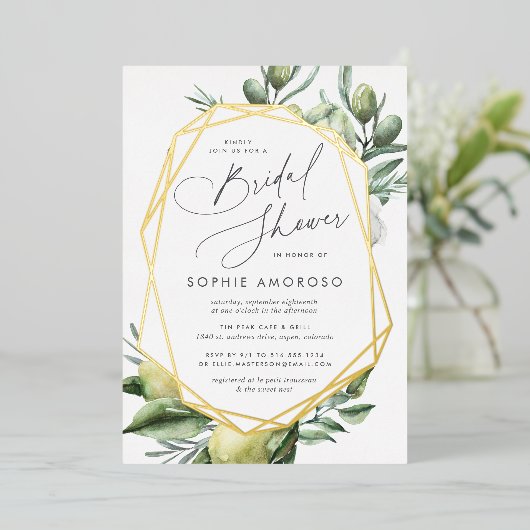 Mediterraan tuingroen botanisch Vrijgezellenfeest Folie Uitnodiging (Staand Voorkant)