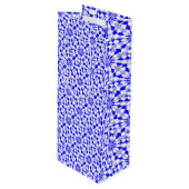 Mediterraan Twee Tone Blauw Geometrisch Patroon Wijn Cadeautas (Voorkant Gekanteld)