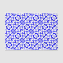 Mediterraan, tweetonblauw, geometrisch patroon tissuepapier