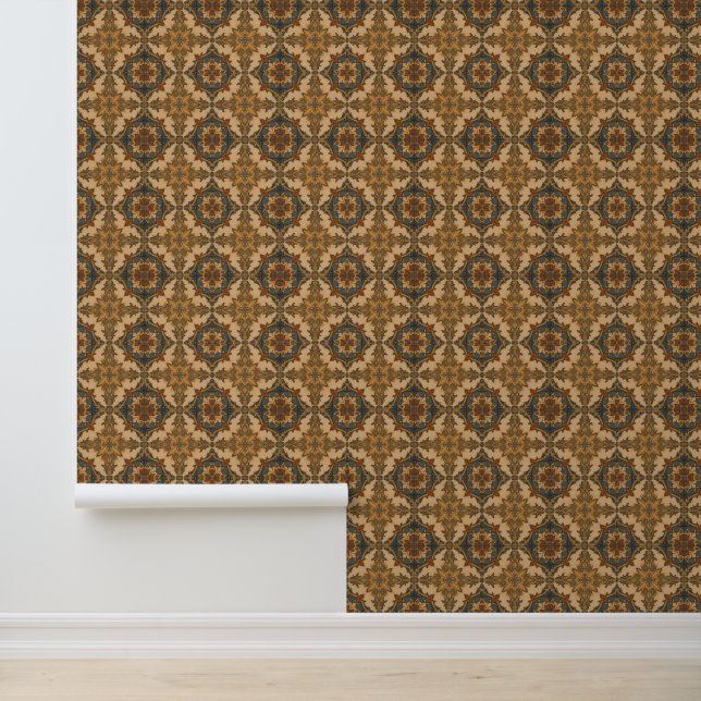 Mediterraan Vintage Sierlijk Tegelpatroon Behang (Applicatie)