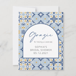 mediterraan Vrijgezellenfeest Grazie - Hartelijk d Bedankkaart