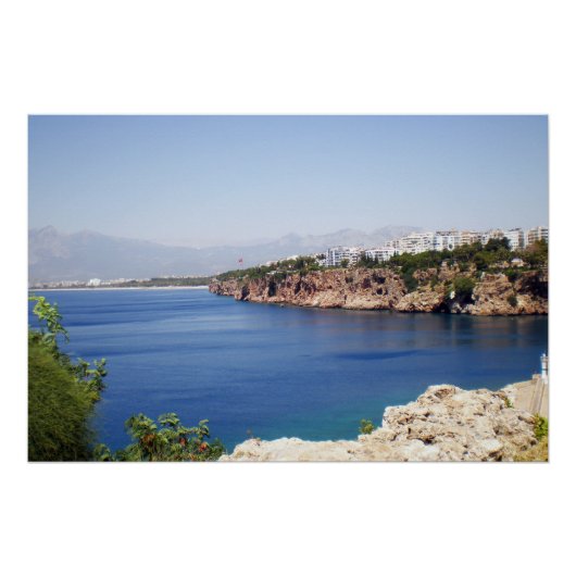 Mediterraan Zee in Antalya stad Perfect Poster (Voorkant)