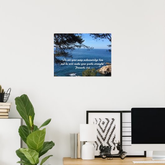 Mediterraan Zee met Scriptversie Poster (Thuiskantoor)