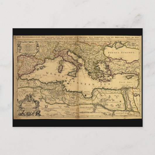 Mediterraan Zee verdeeld in hoofddeel Briefkaart (Voorkant)