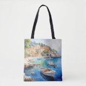 Mediterraan Zeegezichten Olieverf Ontwerp Tote Bag (Voorkant)