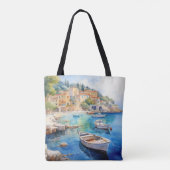 Mediterraan Zeegezichten Olieverf Ontwerp Tote Bag (Achterkant)