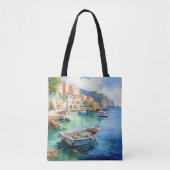Mediterraan Zeegezichten Olieverf Ontwerp Tote Bag (Voorkant)