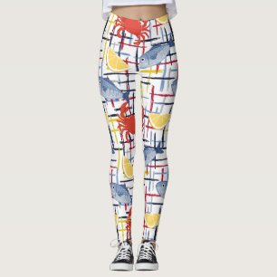Mediterraan Zeevoedsel Marktpatroon (1) Leggings