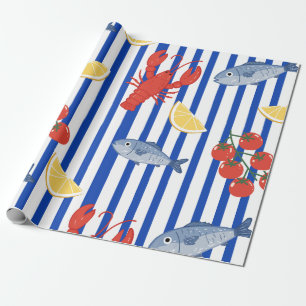 Mediterraan Zeevoedsel Marktpatroon (2) Cadeaupapier