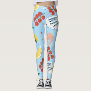 Mediterraan Zeevoedsel Marktpatroon (5) Leggings