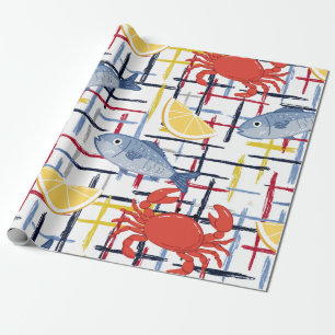 Mediterraan Zeevruchtenmarktpatroon (1) Cadeaupapier