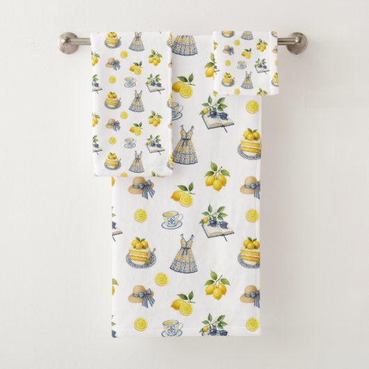 Mediterraan zomer citroenpatroon bad handdoek (Insitu)