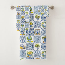 Mediterraan zomer citroenpatroon bad handdoek