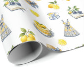 Mediterraan zomer citroenpatroon cadeaupapier (Rol Hoek)