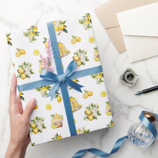 Mediterraan zomer citroenpatroon cadeaupapier (Geschenken)
