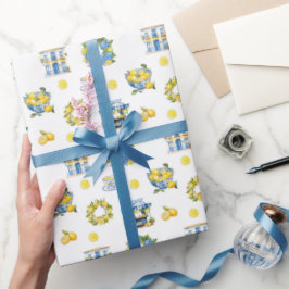 Mediterraan zomer citroenpatroon cadeaupapier