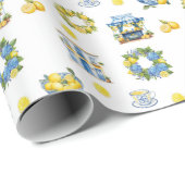 Mediterraan zomer citroenpatroon cadeaupapier (Rol Hoek)