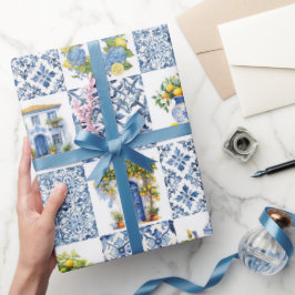 Mediterraan zomer citroenpatroon cadeaupapier