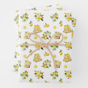 Mediterraan zomer citroenpatroon inpakpapier vel
