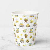 Mediterraan zomer citroenpatroon papieren bekers (Achterkant)