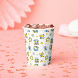 Mediterraan zomer citroenpatroon papieren bekers