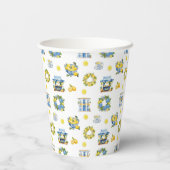 Mediterraan zomer citroenpatroon papieren bekers (Achterkant)