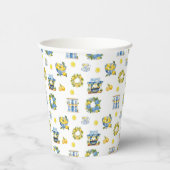 Mediterraan zomer citroenpatroon papieren bekers (Rechts)