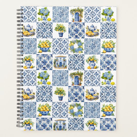 Mediterraan zomer citroenpatroon planner (Voorkant)