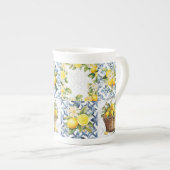 Mediterraan zomer citroenpatroon porselein kop (Voorkant rechts)